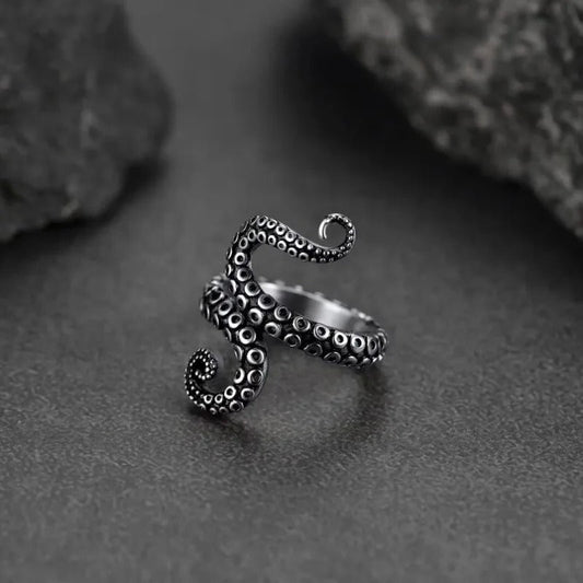 Vintage Silver Octopus Tentacle Adjustable Ring-Maryam Jewelry