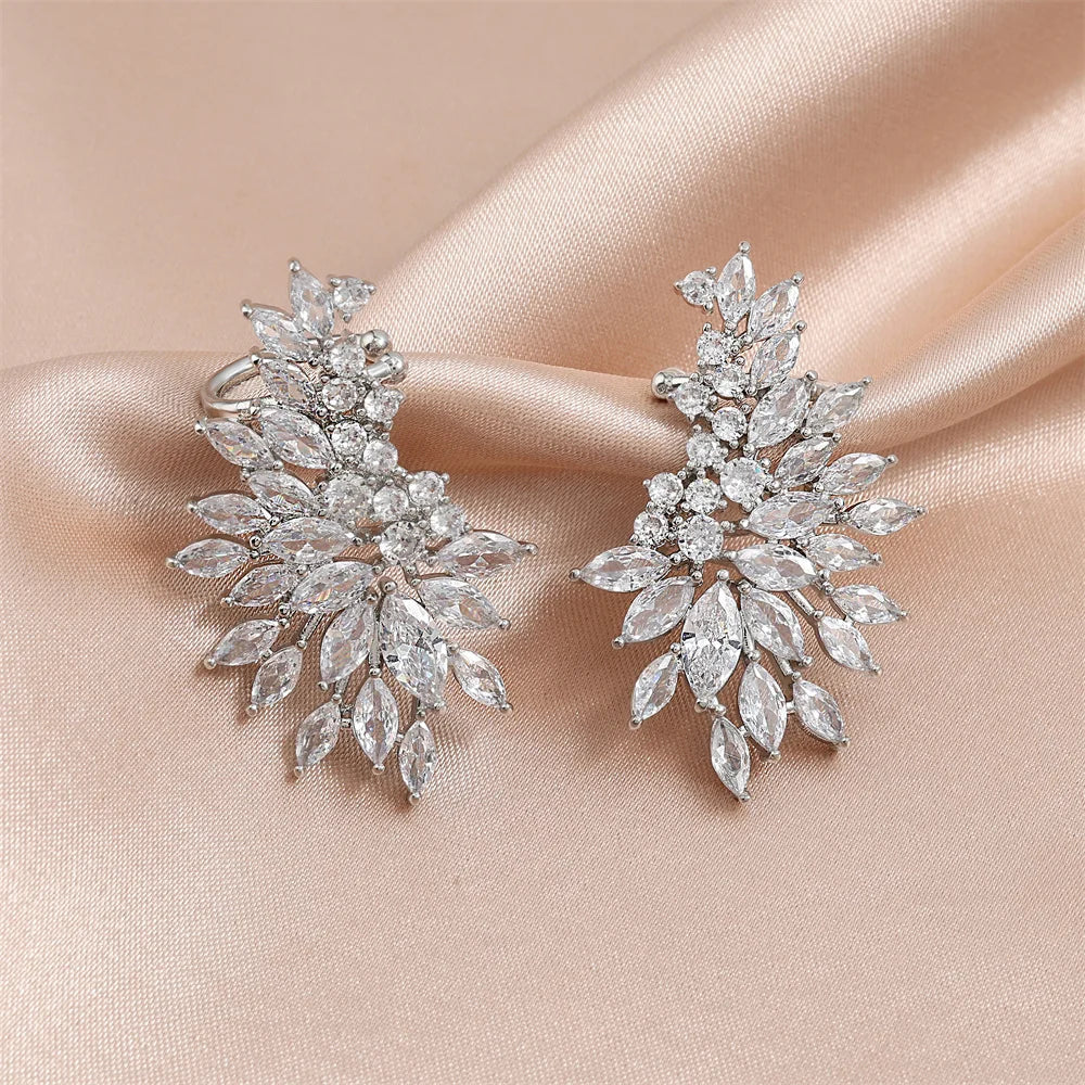 Vintage Silver Crystal Flower Earrings-Maryam Jewelry