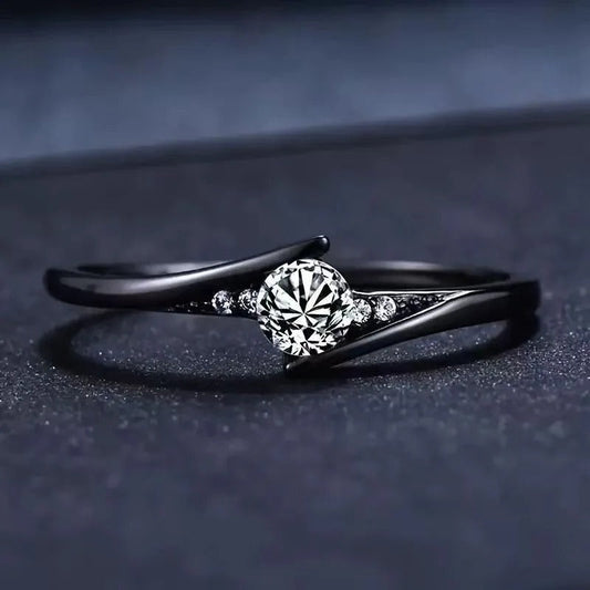 Vintage Black Gold Crystal Ring-Maryam Jewelry