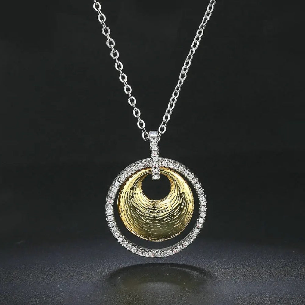 Vintage Silver & Gold Twirl Design Necklace-Maryam Jewelry