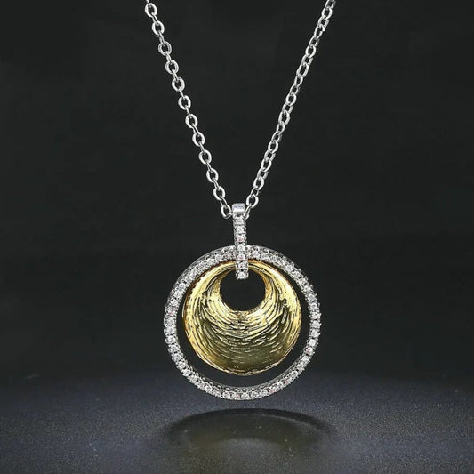 Vintage Silver & Gold Twirl Design Necklace-Maryam Jewelry