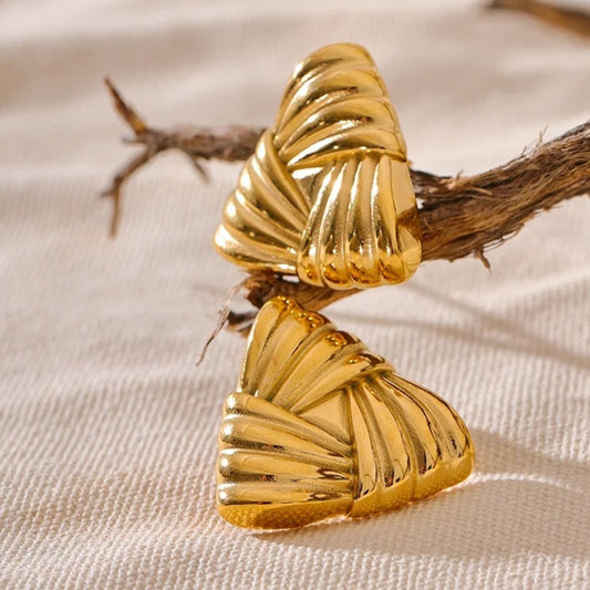 Vintage Gold Triangle Stud Earrings-Maryam Jewelry