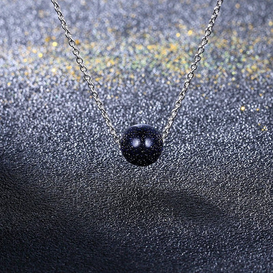 Silver Blue Sandstone Pendant Necklace-Maryam Jewelry