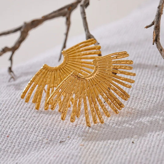 Vintage Gold Statement Sunray Earrings-Maryam Jewelry