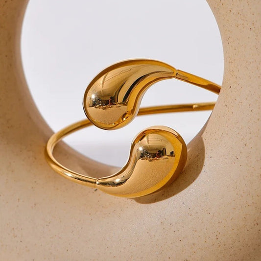 Gold Abstract Drop Cuff Adjustable Bracelet-Maryam Jewelry