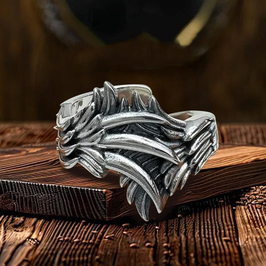 Medieval Silver Angel Wings Adjustable Ring-Maryam Jewelry