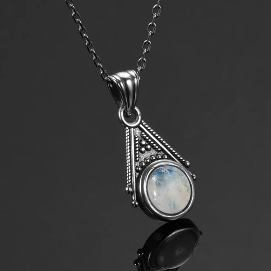 Vintage Silver Moonstone Necklace-Maryam Jewelry