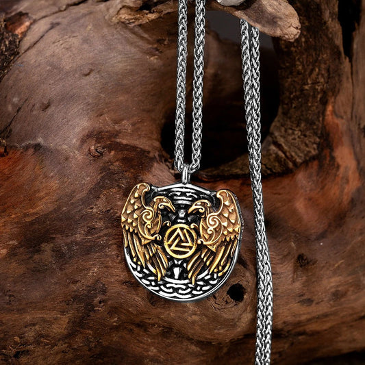 Vintage Viking Raven & Valknut Necklace-Maryam Jewelry