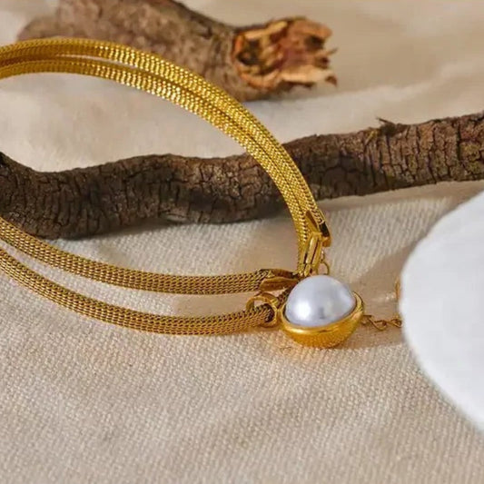Vintage Pearl Drop Gold Bracelet-Maryam Jewelry