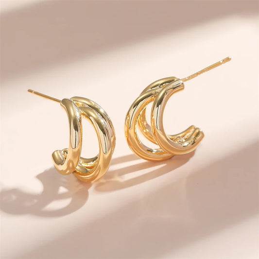 Gold Layered Hoop Earrings-Maryam Jewelry