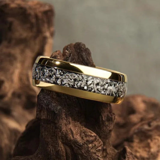 Gold Shimmer Inlay Statement Ring-Maryam Jewelry