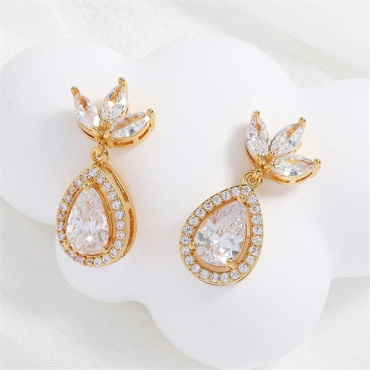 Gold Vintage Teardrop Dangle Earrings-Maryam Jewelry