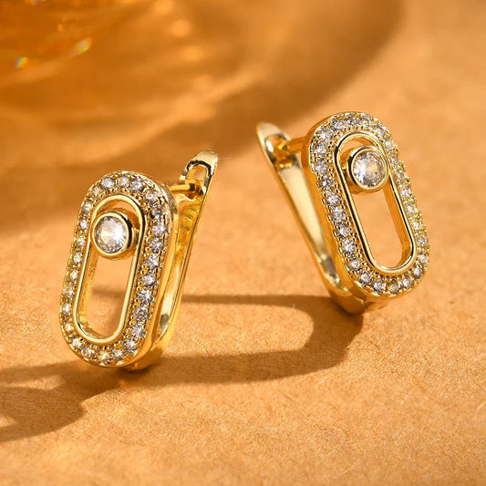Gold Vintage Geometric Stud Earrings-Maryam Jewelry
