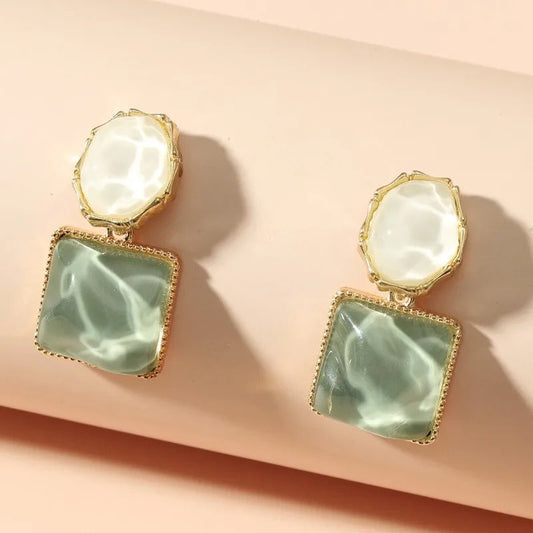Vintage Green & Pearl Drop Earrings-Maryam Jewelry