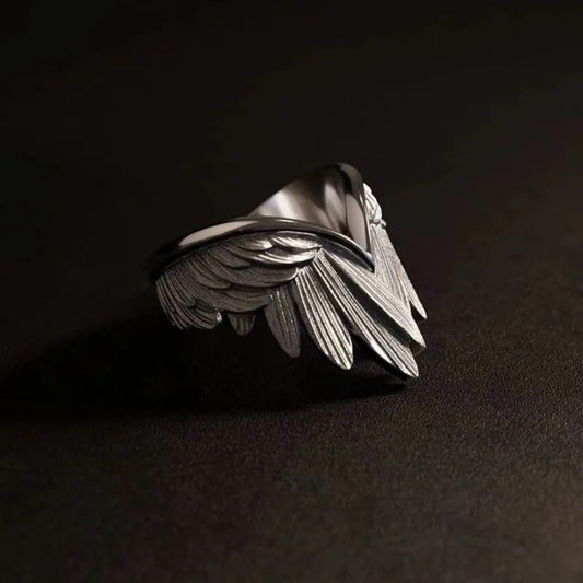 Vintage Silver Angel Wing Adjustable Ring-Maryam Jewelry