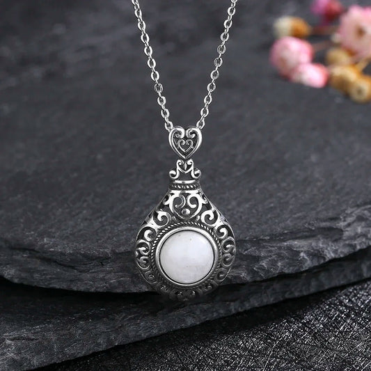 Vintage Ornate Moonstone Necklace-Maryam Jewelry