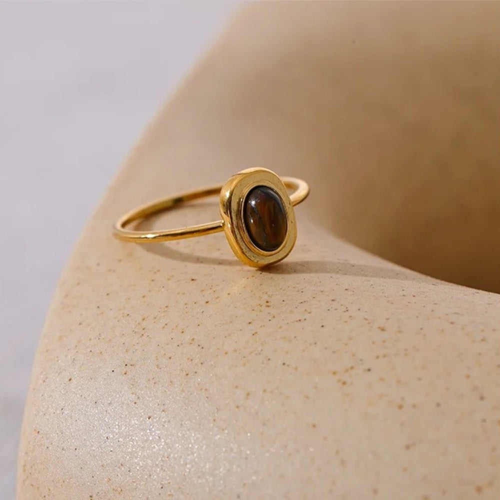 Vintage Brown Gemstone Gold Ring-Maryam Jewelry