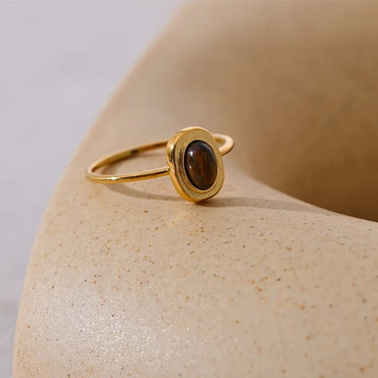Vintage Brown Gemstone Gold Ring-Maryam Jewelry