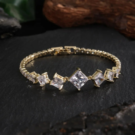 Vintage Gold Geometric Sparkle Bracelet-Maryam Jewelry