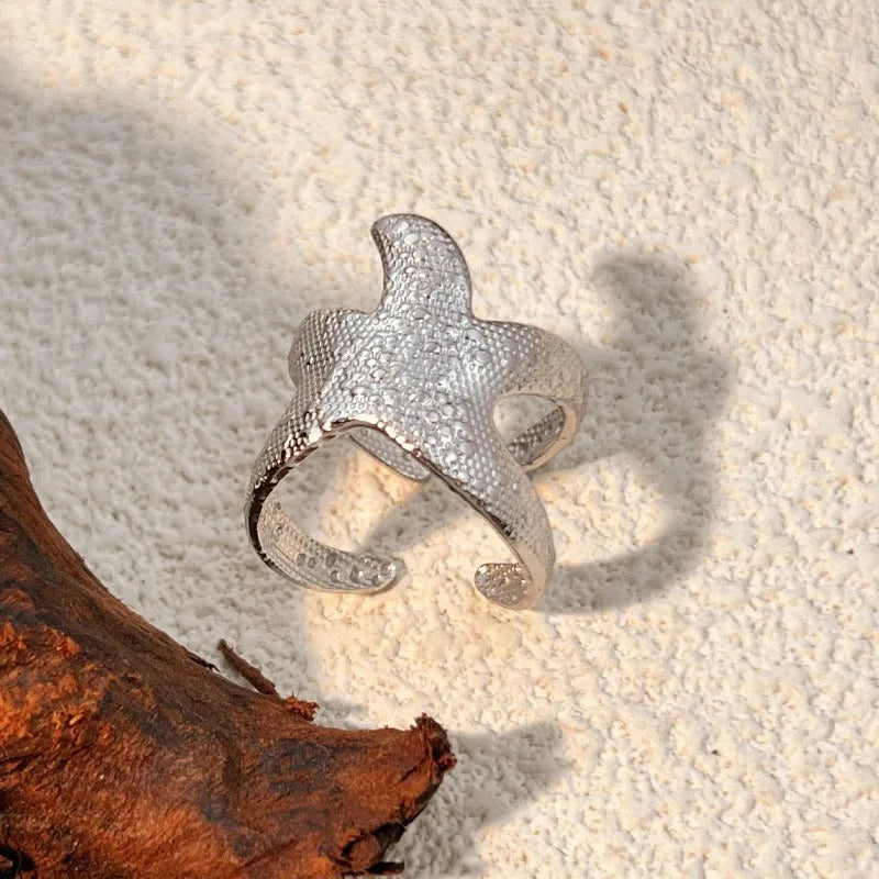 Vintage Silver Starfish Adjustable Ring-Maryam Jewelry