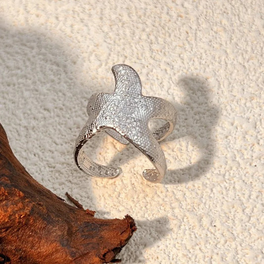 Vintage Silver Starfish Adjustable Ring-Maryam Jewelry