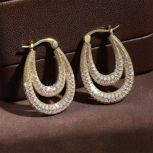 Vintage Gold Teardrop Hoop Earrings-Maryam Jewelry