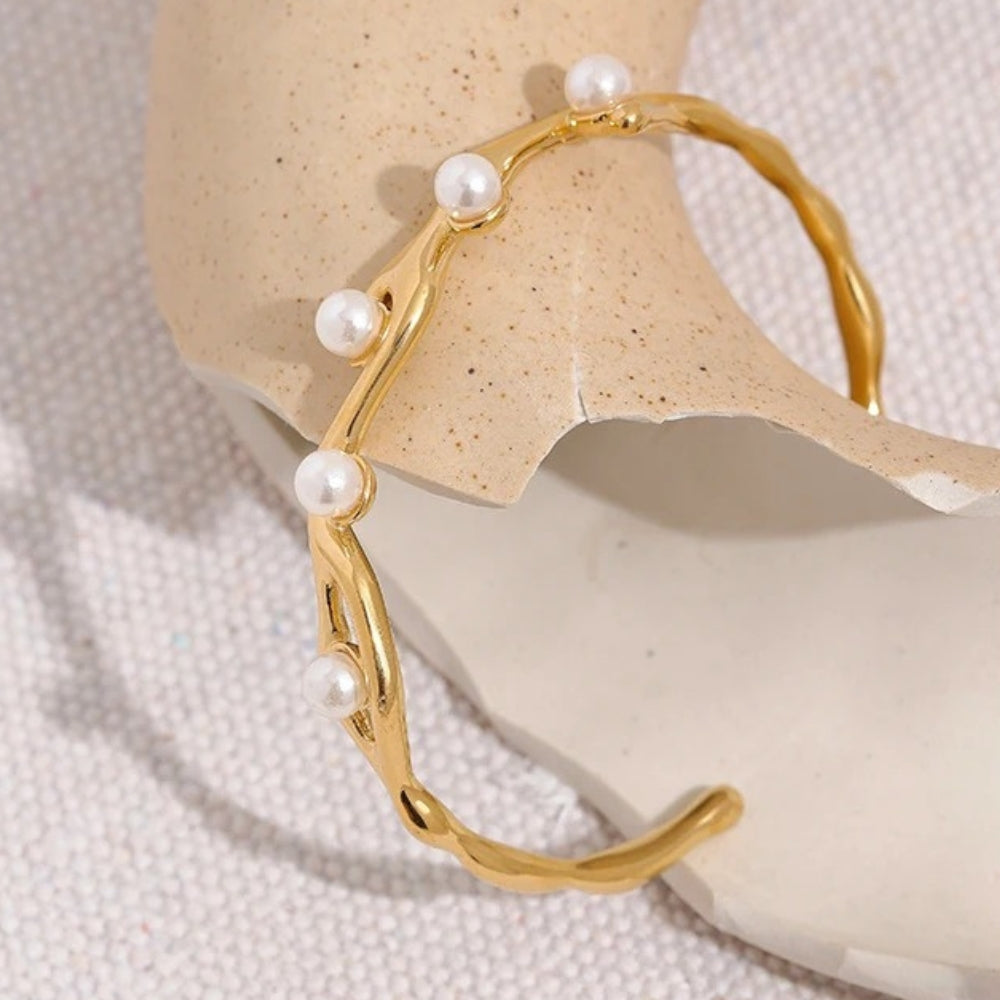 Vintage Gold Twist Pearl Bracelet-Maryam Jewelry