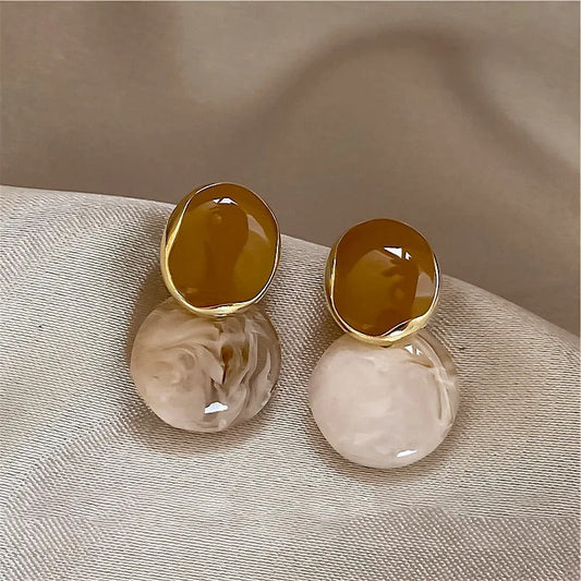 Vintage Earth Tone Gold Earrings-Maryam Jewelry