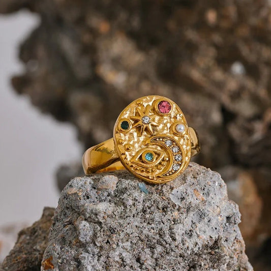 Vintage Multicolor Celestial Ring-Maryam Jewelry