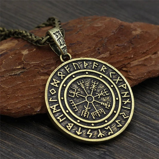 Vintage Viking Compass Rune Necklace-Maryam Jewelry