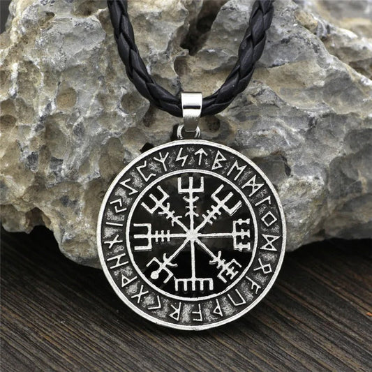 Silver Rune Circle Viking Necklace-Maryam Jewelry