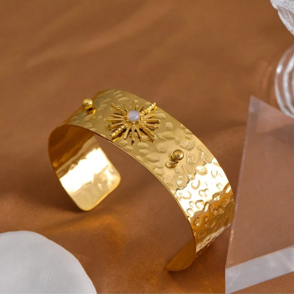 Vintage Gold Sunburst Cuff Bracelet-Maryam Jewelry