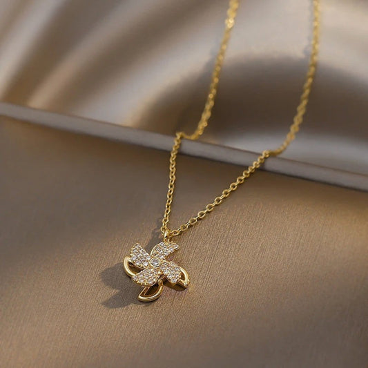 Vintage Gold Rotating Windmill Necklace-Maryam Jewelry