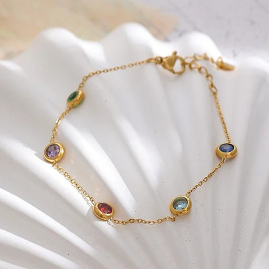 Vintage Gold Colorful Gemstone Bracelet-Maryam Jewelry