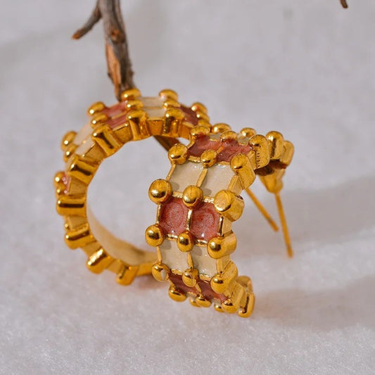 Vintage C-Shape Geometric Hoop Earrings-Maryam Jewelry