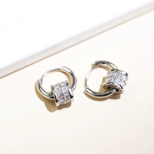 Vintage Silver Rolling Charm Earrings-Maryam Jewelry