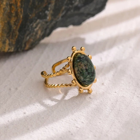 Green African Turquoise Stone Adjustable Ring-Maryam Jewelry