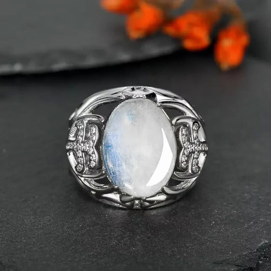 Vintage Moonstone Silver Ring-Maryam Jewelry