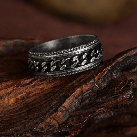 Vintage Silver Chain Band Ring-Maryam Jewelry