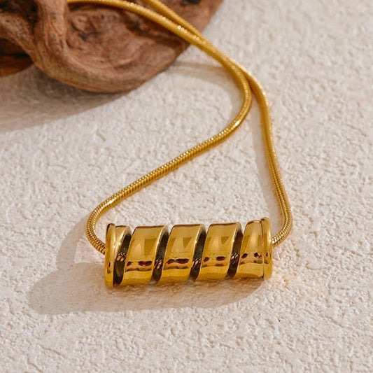 Vintage Gold Coil Pendant Necklace-Maryam Jewelry
