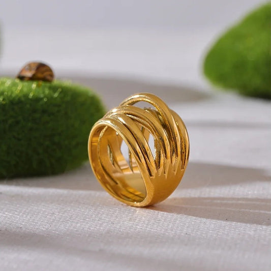 Vintage Gold Layered Band Ring-Maryam Jewelry