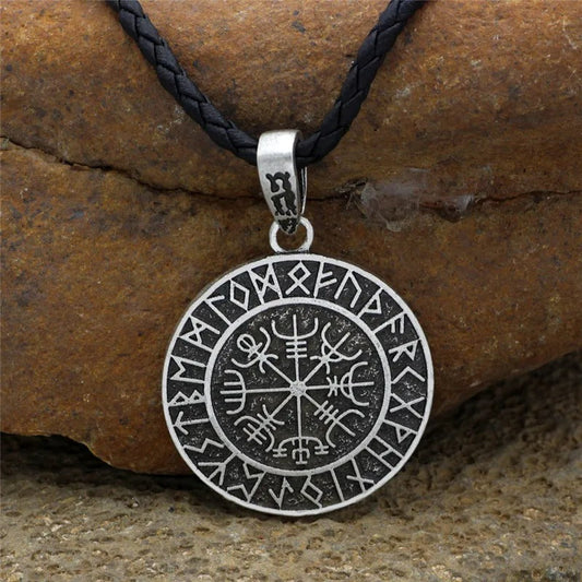 Norse Compass Pendant Viking Runes Necklace-Maryam Jewelry