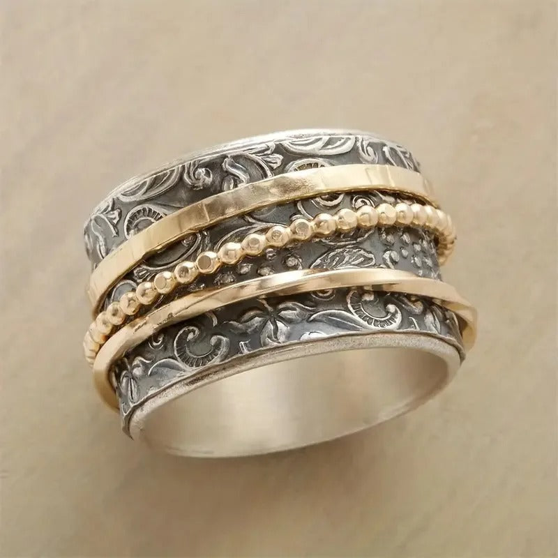 Vintage Baroque Pattern Spinner Ring-Maryam Jewelry