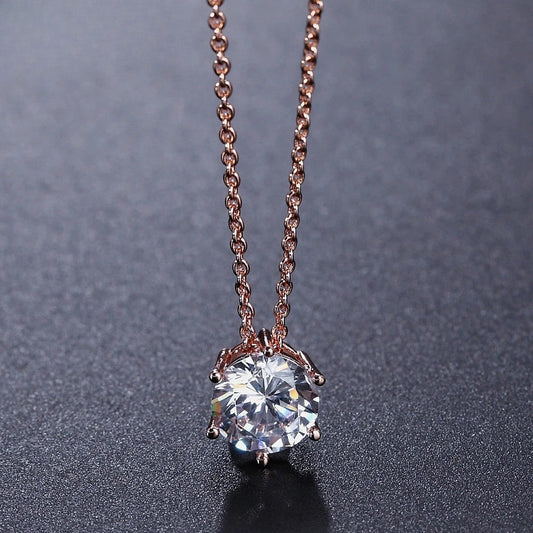 Rose Gold Sparkling Round Crystal Necklace-Maryam Jewelry