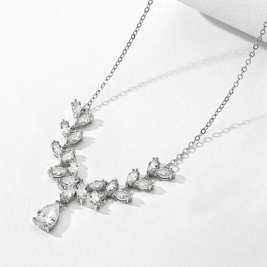 Vintage Silver Leaf Drop Necklace-Maryam Jewelry
