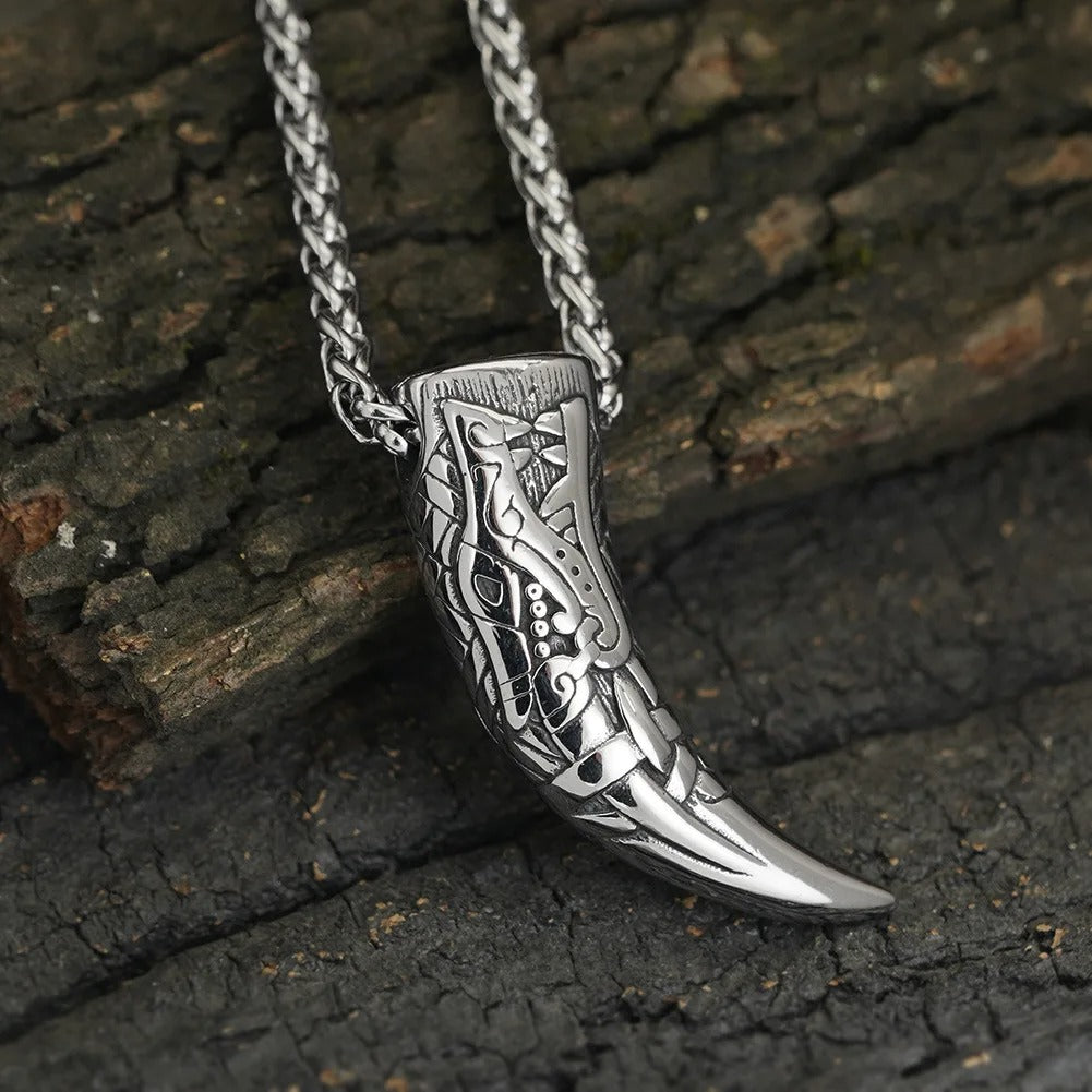 Silver Nordic Beast Fang Necklace-Maryam Jewelry