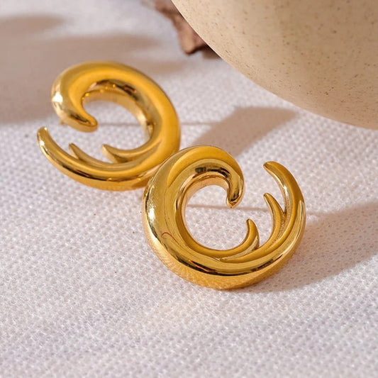 Vintage Abstract Gold Curve Earrings-Maryam Jewelry