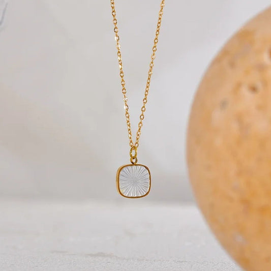Vintage Etched Glass Charm Necklace-Maryam Jewelry
