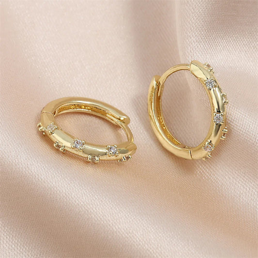 Classic Gold Diamond Accent Hoops-Maryam Jewelry