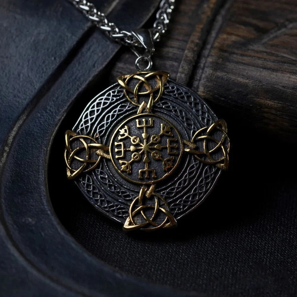 Gold & Silver Viking Protection Symbol Necklace-Maryam Jewelry